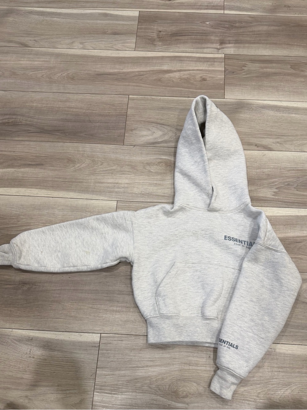 ESSENTIALS Light Gray Fleece Pullover Hoodie